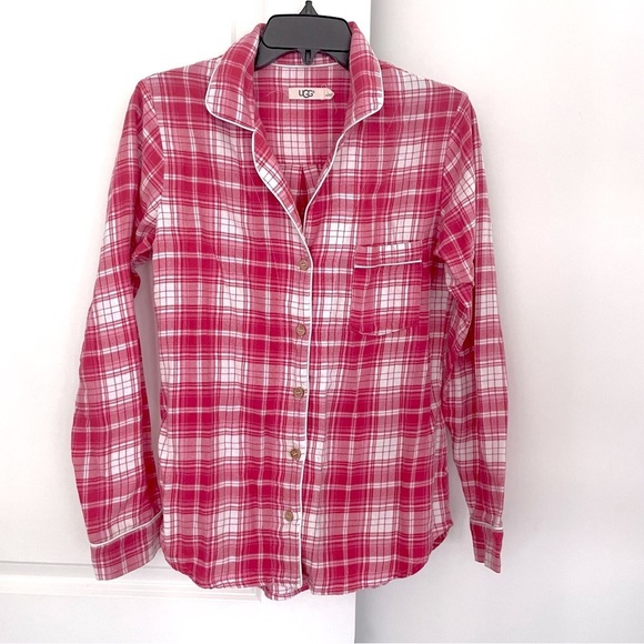 Ugg Button Down Pajama Top Pink Plaid Size S - Picture 1 of 11